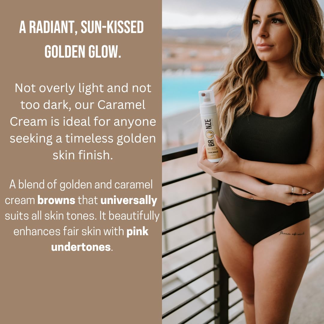 Bronze Cactus Caramel Cream Tanning Mousse | Easy Application & Instant Gratification | Dries Immediately Without Leaving You St