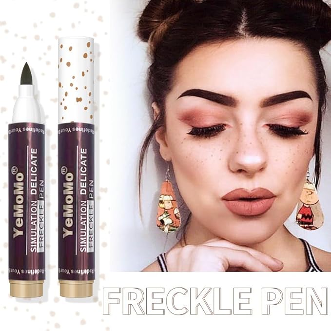 Freckle Pen, Waterproof Makeup Marker, Caramel Light Brown and Coffee Dark Brown, Long-Lasting Simulation Freckle Makeup (Dark Brown)