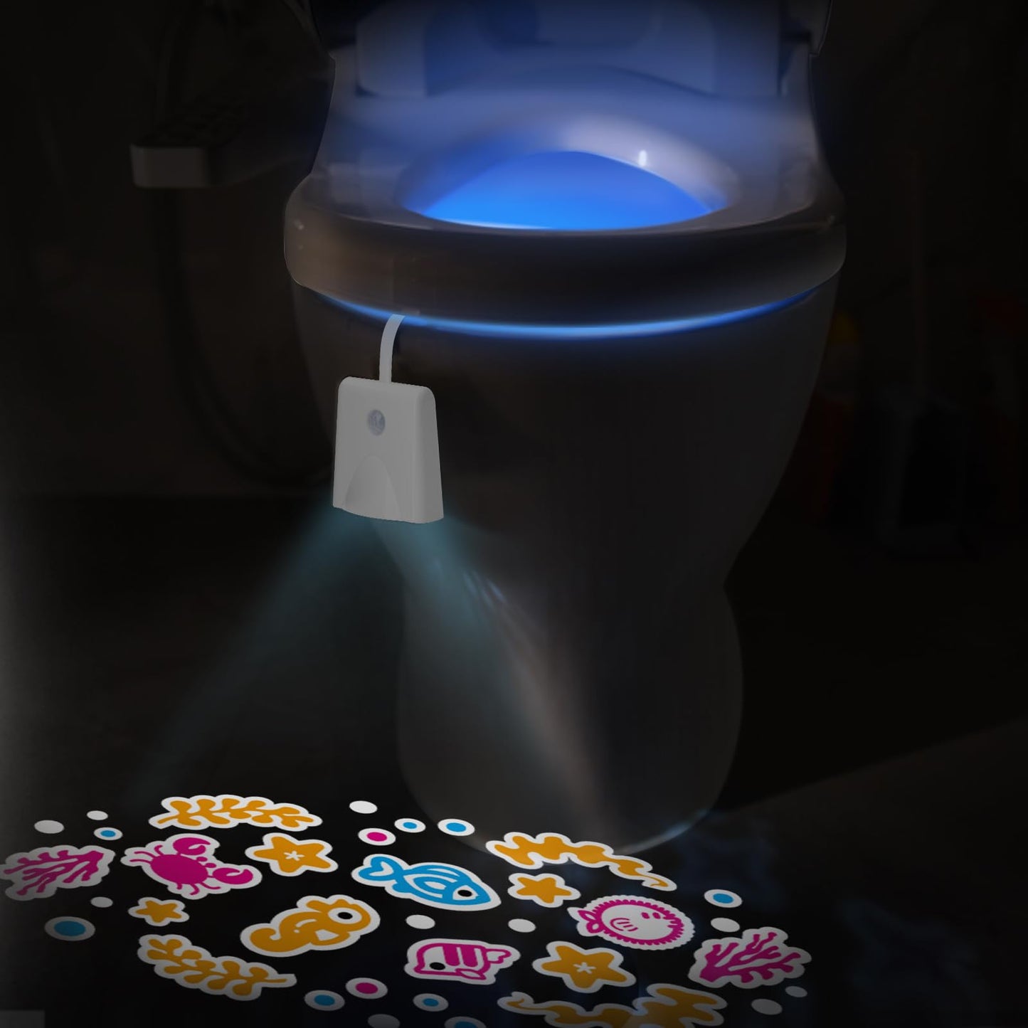 LAVAED Motion Sensor Night Light - 16 Color Changing LED Toilet Light, Rechargeable, Waterproof - 1 Pack (TL4)