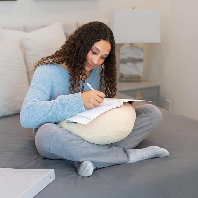 Quiet Mind The Original Weighted Pillow for Adults & Kids - (Medium, Cashew, 9 lbs) - Weighted Body Pillow - Alternative to Weighted Blanket - Enhanced Deep Sleep and Stress Relief - Hug Pillow