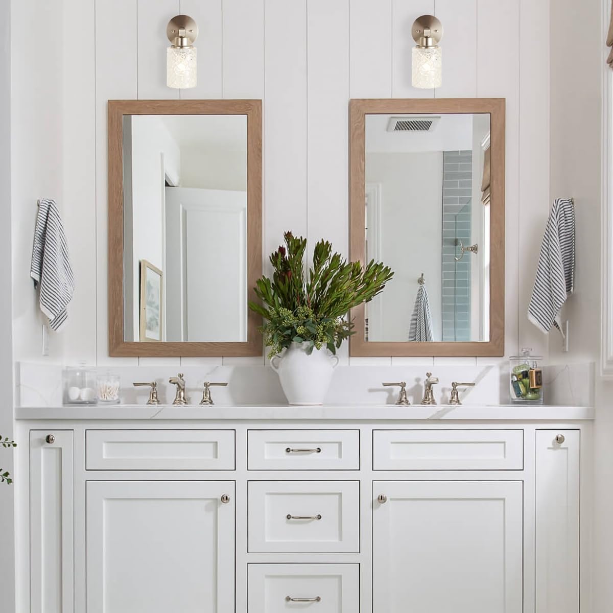 ALICE HOUSE Brushed Nickel Wall Sconce Set, 1 Light-2 Pack, Modern Farmhouse Design, Model AL9082-W1-2P