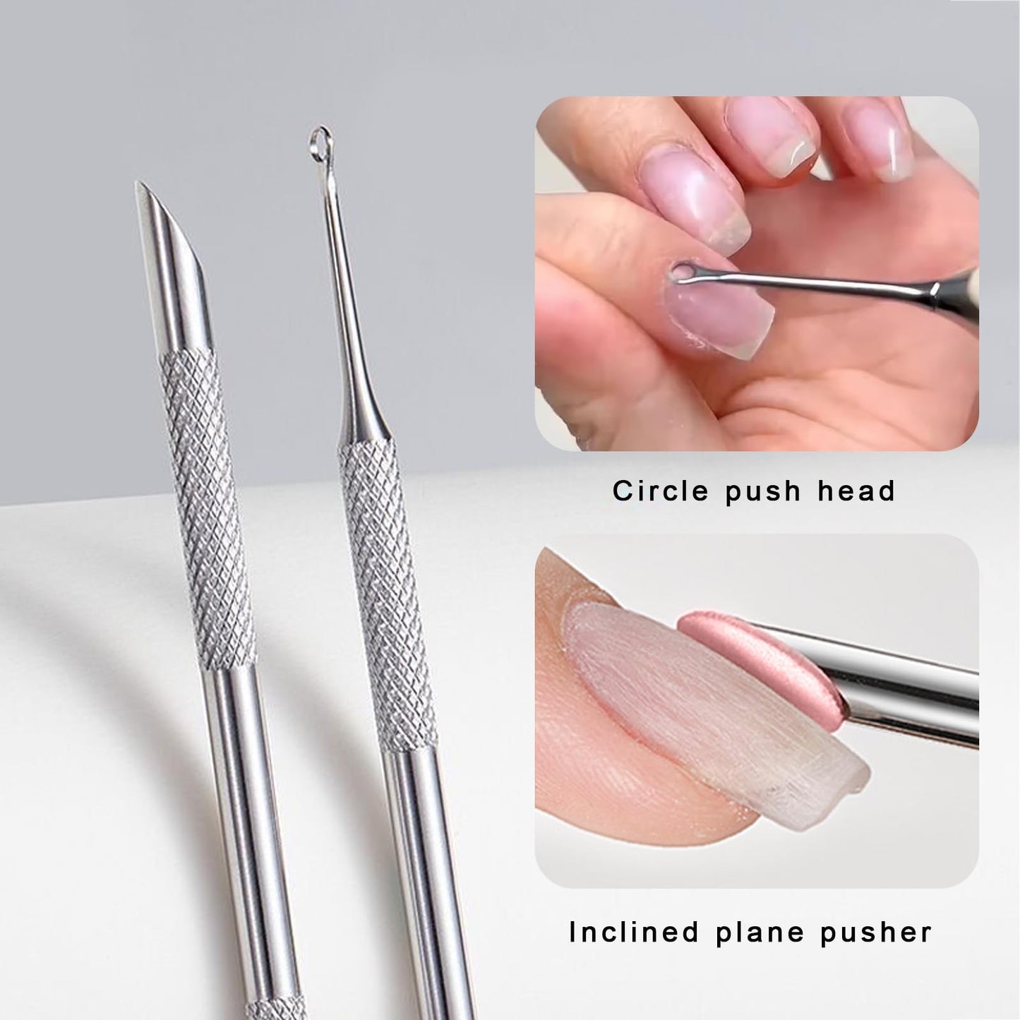 SILPECWEE Pre-treatment Nail Cuticle Pusher, Dual Ended Nail Pusher with Storage Bags, 100pcs Self Adhesive Sandpaper - 100/180
