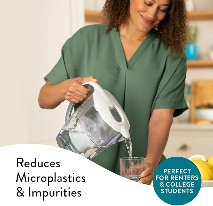 Aqua Optima 6-Cup Water Filter Pitcher Bundle Pack for Tap and Drinking Water with 3 Evolve+ Filter, Reduces Microplastics, Improves Taste, BPA Free, WQA Certified, Oria Design (White)