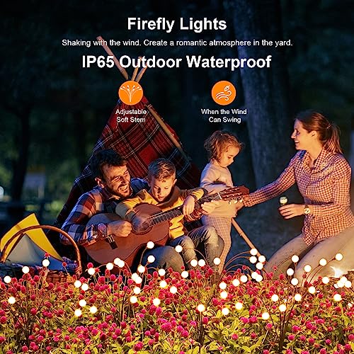 Solar Lights Outdoor(4 Pack,32 LEDs), ASMAD Solar Garden Lights, Outdoor Decorations, Firefly Light for Patio Decor, Big B...