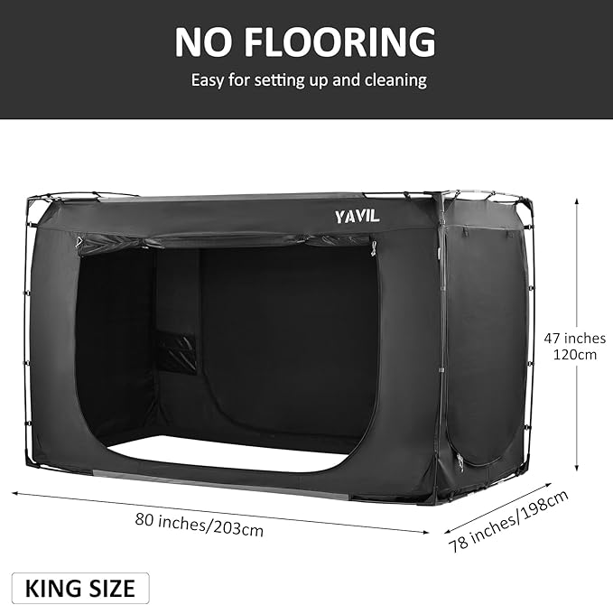 Bed Tent Bed Canopy King Size, Portable Sleeping Tents Dream Tents Indoor for Kids and Adult, Blackout 70% Breathable Privacy Space on Bed with Three Doors (Mattress Not Included)