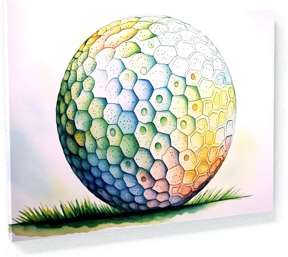 Sense Canvas Golf Ball Watercolor 27 Canvas Art - Home Decor Wall Art Print Poster Painting X-Large 48x36 / 0.75"
