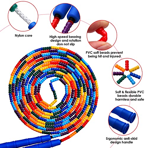 Kingcolor Double Dutch Jump Rope Long Jump Rope 16 FT 1 Pack/2 Pack, Adjustable Soft Beaded Diy Jump Rope for Kids Adult L...