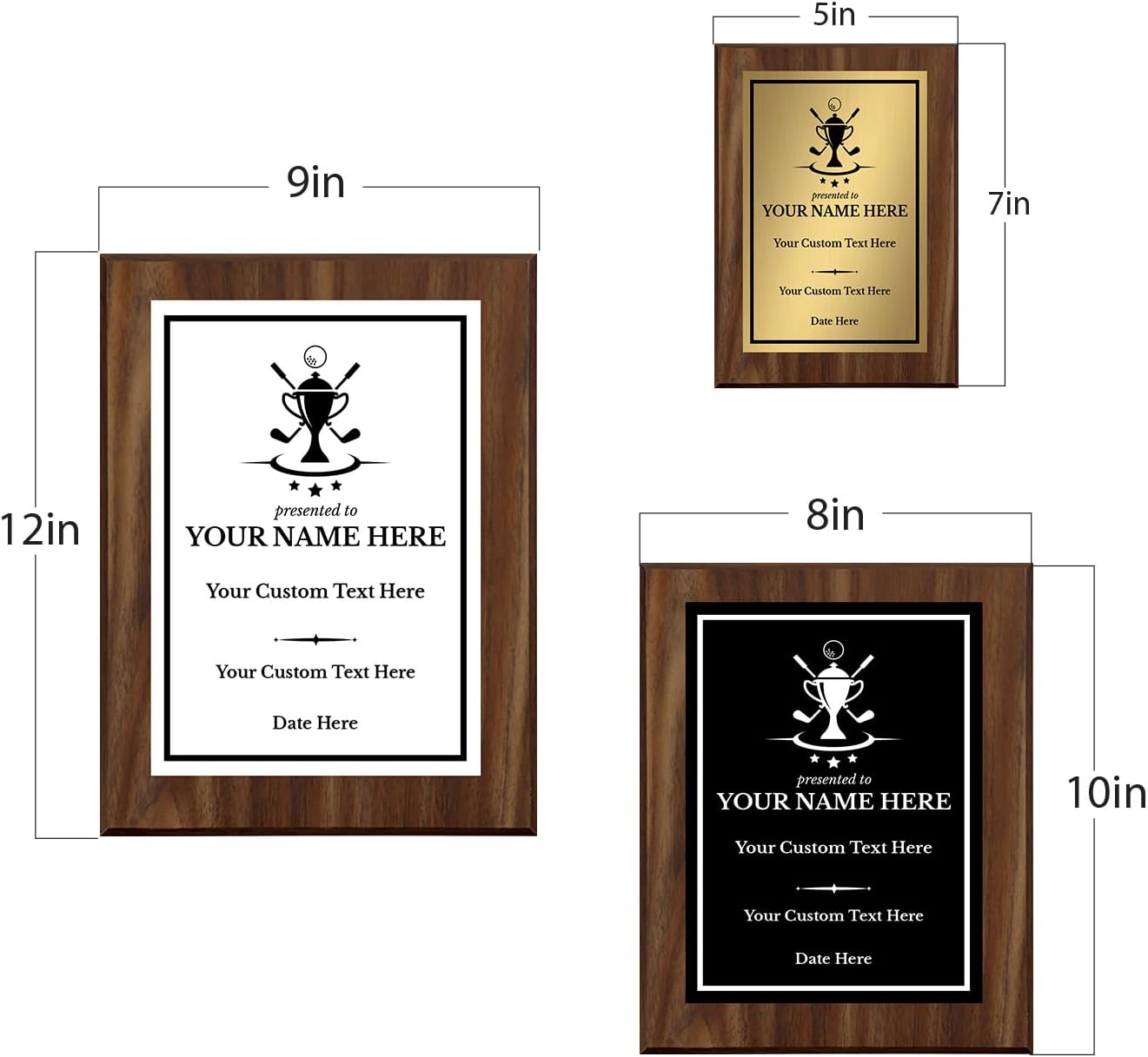 Golf Customizable Wooden Award Plaque | Easel Mount Option | Achievement and Recognition Personalizable Plaques