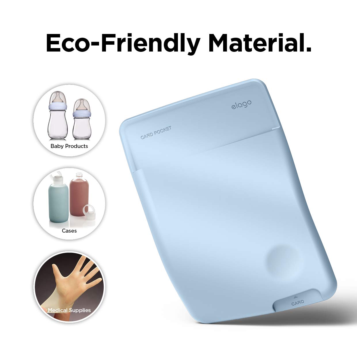Elago Slim Wallet Phone Case - Secure Card Holder, 3M Adhesive For Iphone, Galaxy & Most Smartphones [Pastel Blue]