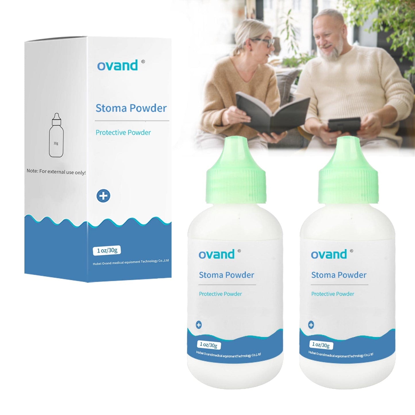 ovand Stoma Powder,Skin Barrier Protection Ostomy Powder Supplies - Stoma Adhesive Powder,1 oz (2 Bottles)