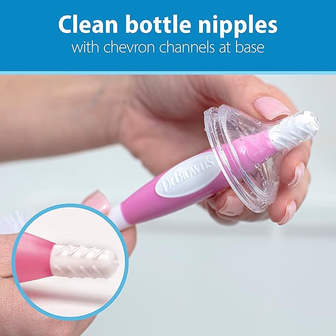 Dr. Brown's Milk Spa Breast Milk & Bottle Warmer with Anti-Colic Options+ Narrow Baby Bottles 4 oz, with Level 1 Slow Flow Nipple, 4 Pack, 0m+ and Bottle Cleaning Brush Set, Pink