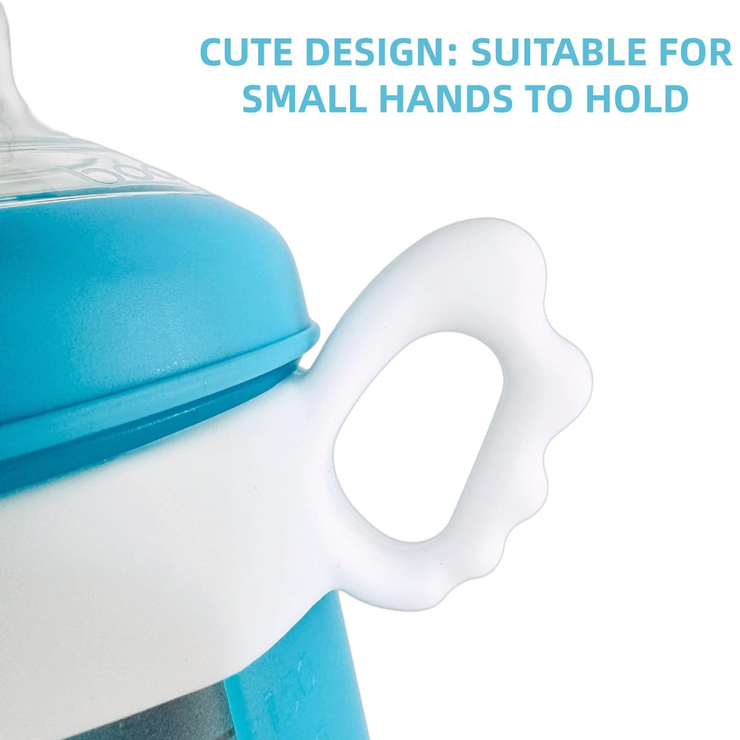JXMYJR 4Pack Bottle Handles Compatible with Boon Nursh Reusable Silicone Pouch Bottles, Cute Wing Design, Silicone Bottle Holder for Easy Grip, Quick Install, Easy to Clean