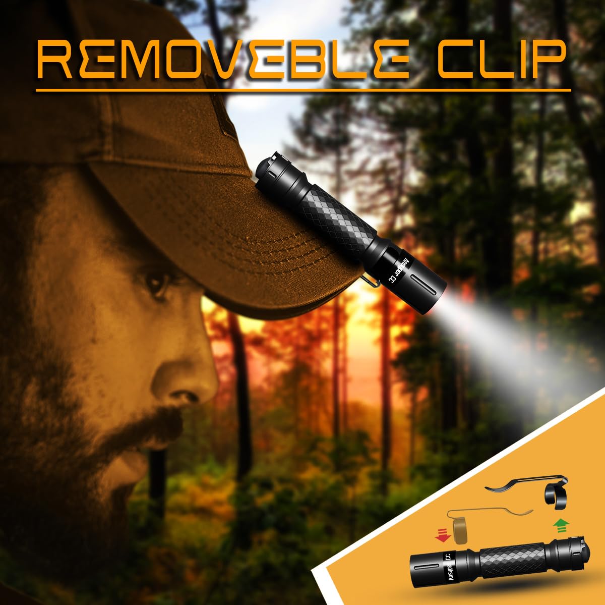Ansyper CC Mini Flashlight LED Tactical Pen Light, 3.4 in, Aluminum, Black, Model SF 8000, Water-Resistant, Portable, AAA Battery