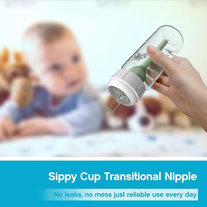Sippy Straw Nipple for Dr. Brown's Narrow Baby Bottle & Glass Bottles and Narrow Sippy Spout Bottles,Leak-Proof Replacement Silicone Bottle Nipple BPA-Free, 8m+, 4 Count