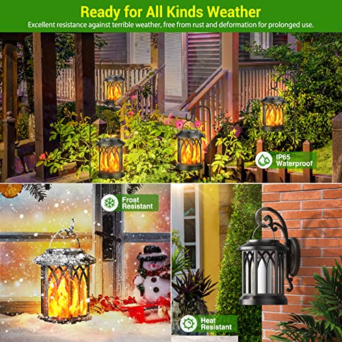 KOOPER 4 Pack Solar Lantern Outdoor Lights, Upgraded Flickering Flame Solar Lanterns Lights Outdoor Waterproof, Hanging La...