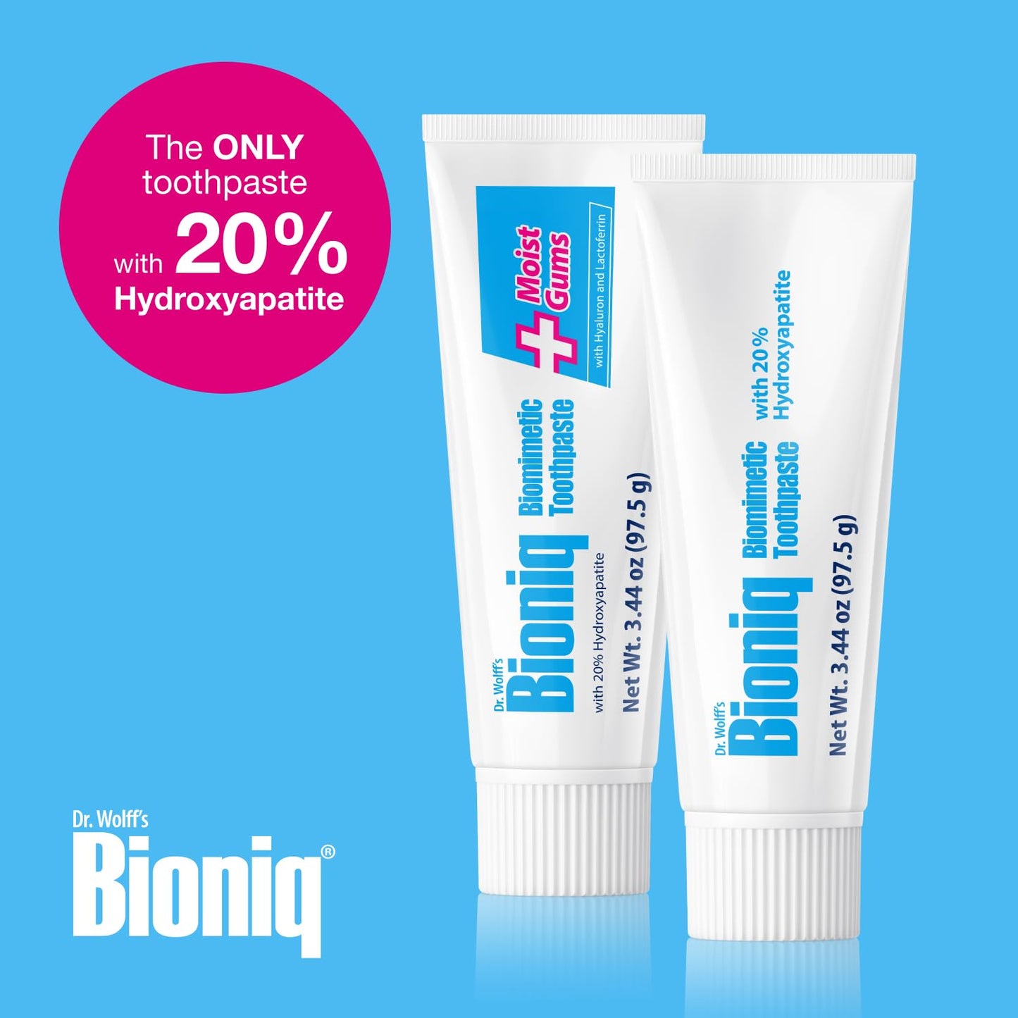 Bioniq Moist Gum Toothpaste with 20% Hydroxyapatite, Fluoride Free Toothpaste, Hydroxyapatite Clinically Tested, Expert Enamel Care with Mint Flavor I 3.44 oz 1 Pack