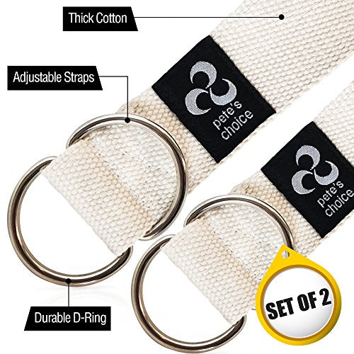 2-PACK or 5-PACK Yoga Exercise Adjustable Straps 8Ft | BONUS eBook | with Durable D-Ring For Pilates & Gym Workouts | Hold...