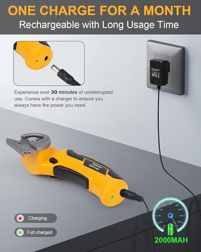 Cardboard Cutter Electric Box Cutter, Stocking Stuffers for Men Gifts Christmas Tools 4V Cordless Electric Scissors Rotary Blade for Cardboard Recycling Rechargeable DIY Cutting Carpet Leather Plastic
