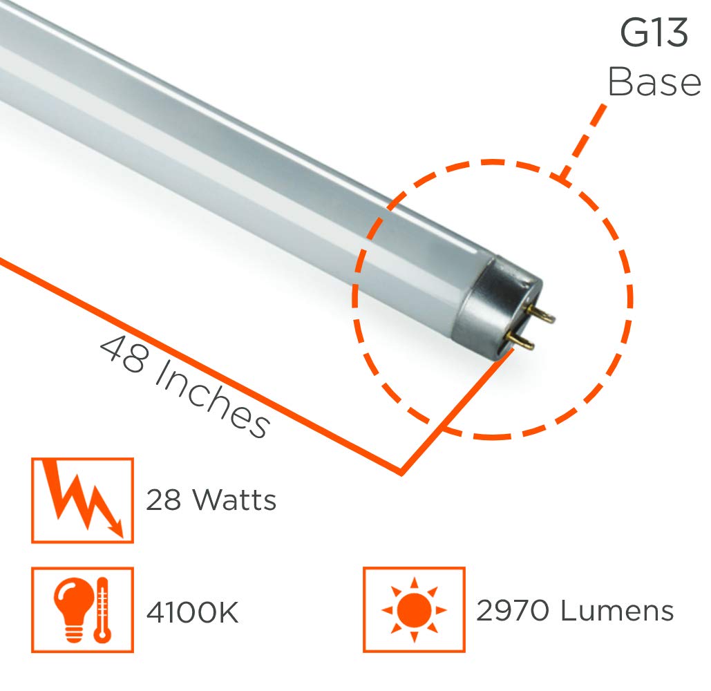 Goodbulb 28W T8 Fluorescent Light Bulb - 4100K Cool White, 2970 Lumens, Glass, 30 Count, Model Gbf28T8/