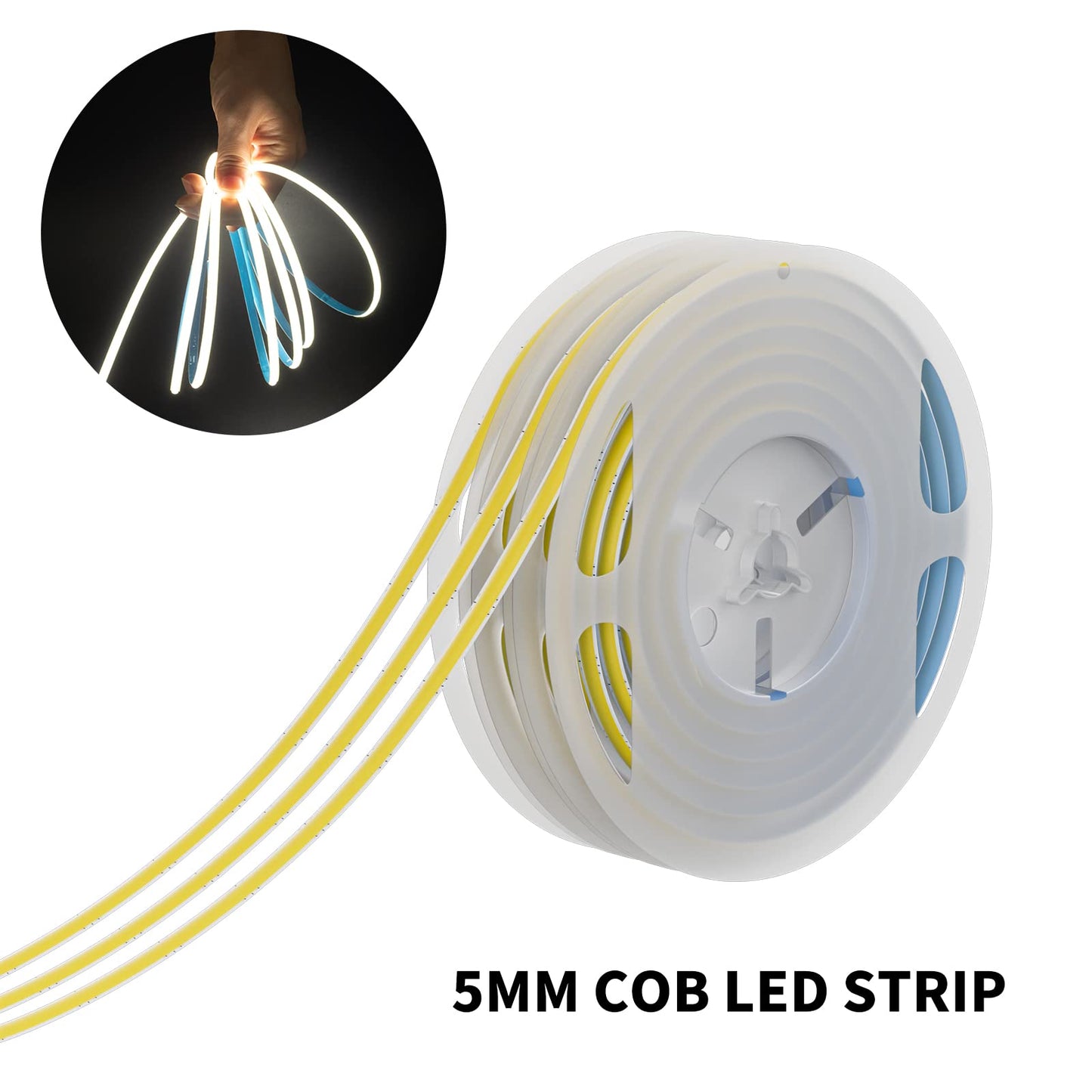 Pautix 5Mm Cob Led Strip Light 16.4Ft, 4000K Natural White, 504 Leds/M, Super Bright Dc24V, Model Snw504W24-