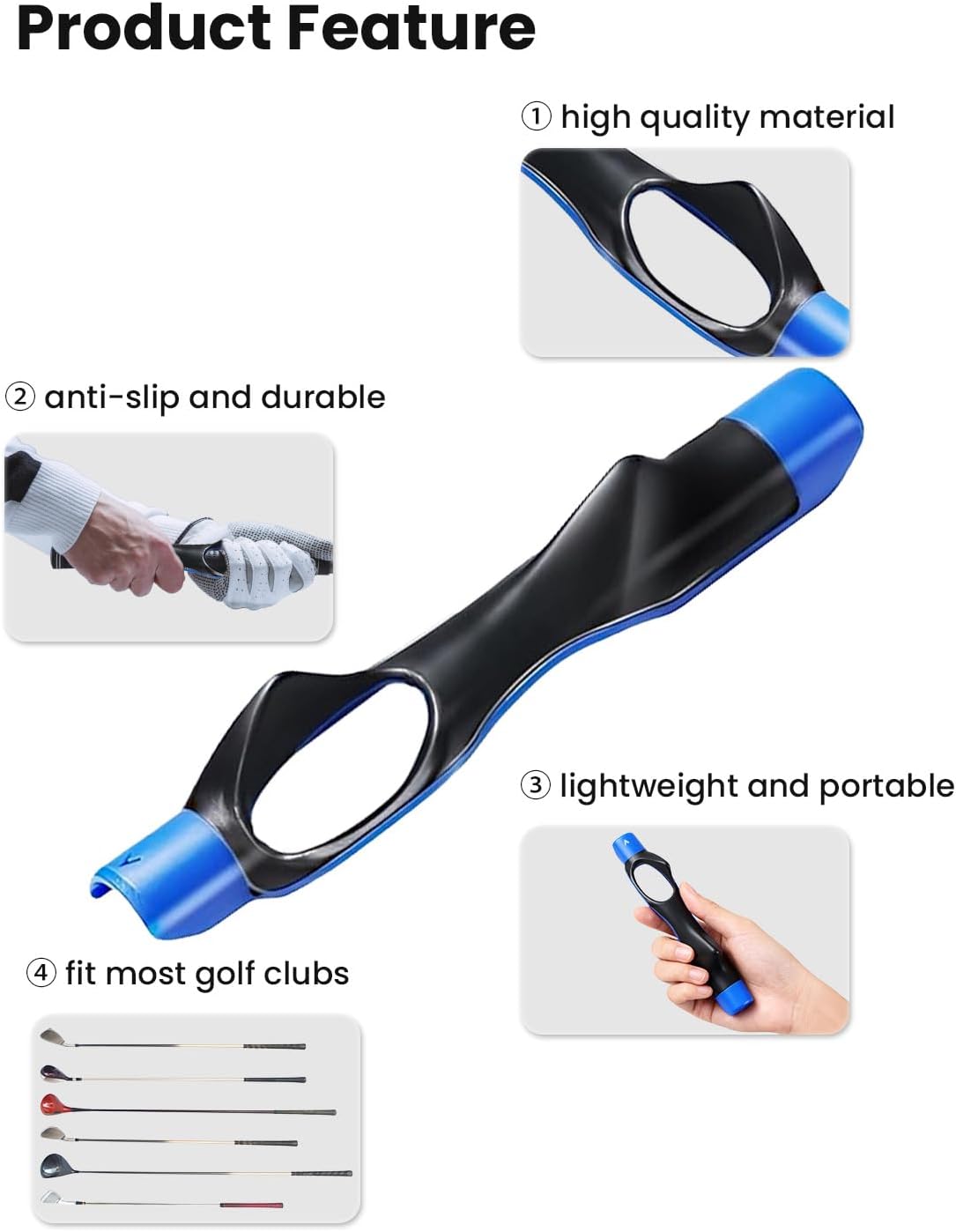 Golf Grip Trainer & Swing Correcting Arm Band, Golf Training Aid Combo- Enhance Grip Strength, Swing Technique and Correct Hand Position