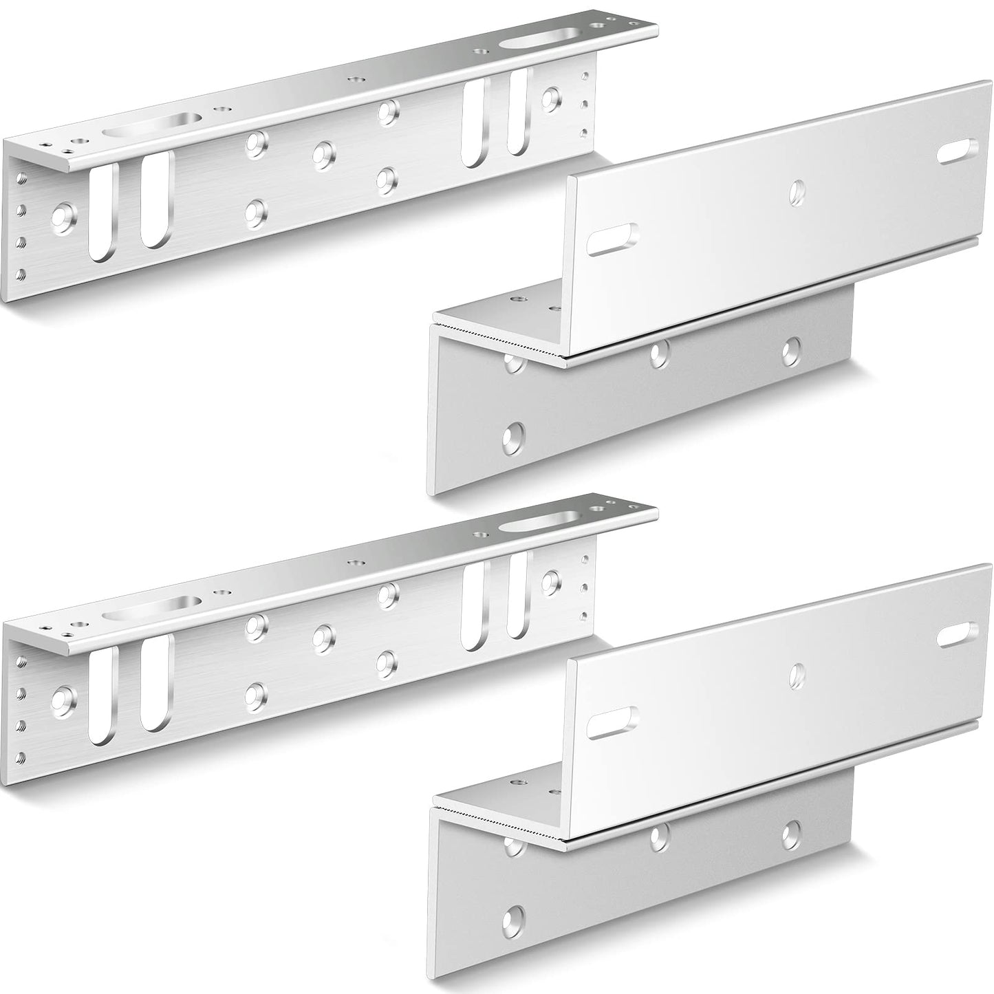 Hoteam 2 Sets Z and L Bracket for 600 Lb/ 280 kg Holding Force Electric Magnetic Door Lock Z and L Holder Stand for Inward Electromagnet Lock Control Door Access Self Closing