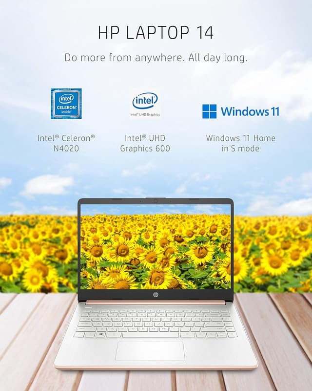 Hp New 14 Hd Ultral Light Thin Laptop, Quad-Core Intel Celeron Processor, 8Gb Ram, 256Gb (128Gb Emmc+ 128Gb Card), Wi-Fi, Upto 1
