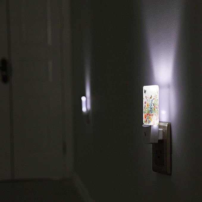 Led Night Light, Floral Plants Decorative Plug in Nightlights,with Smart Auto Dusk to Dawn Night Light for Bedroom, Kitchen, Nursery, Bathroom