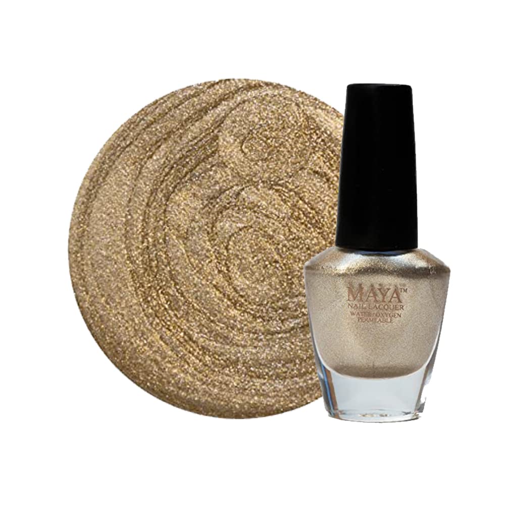 MAYA Nail Lacquer (Gold Digger). Breathable, Made in the USA, and 9-FREE