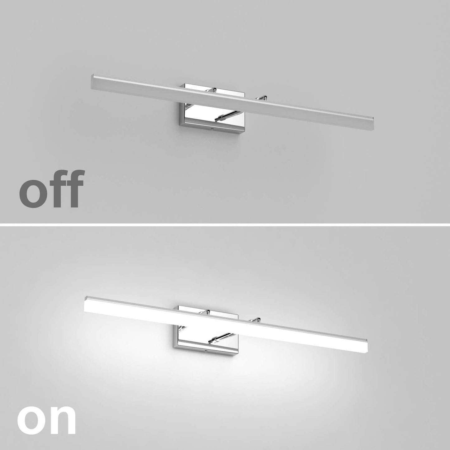 Aipsun 31.5 Led Vanity Light Fixture, Chrome Stainless Steel, Adjustable Bathroom Lighting, Model Ca-6480-80Cm, 5500K