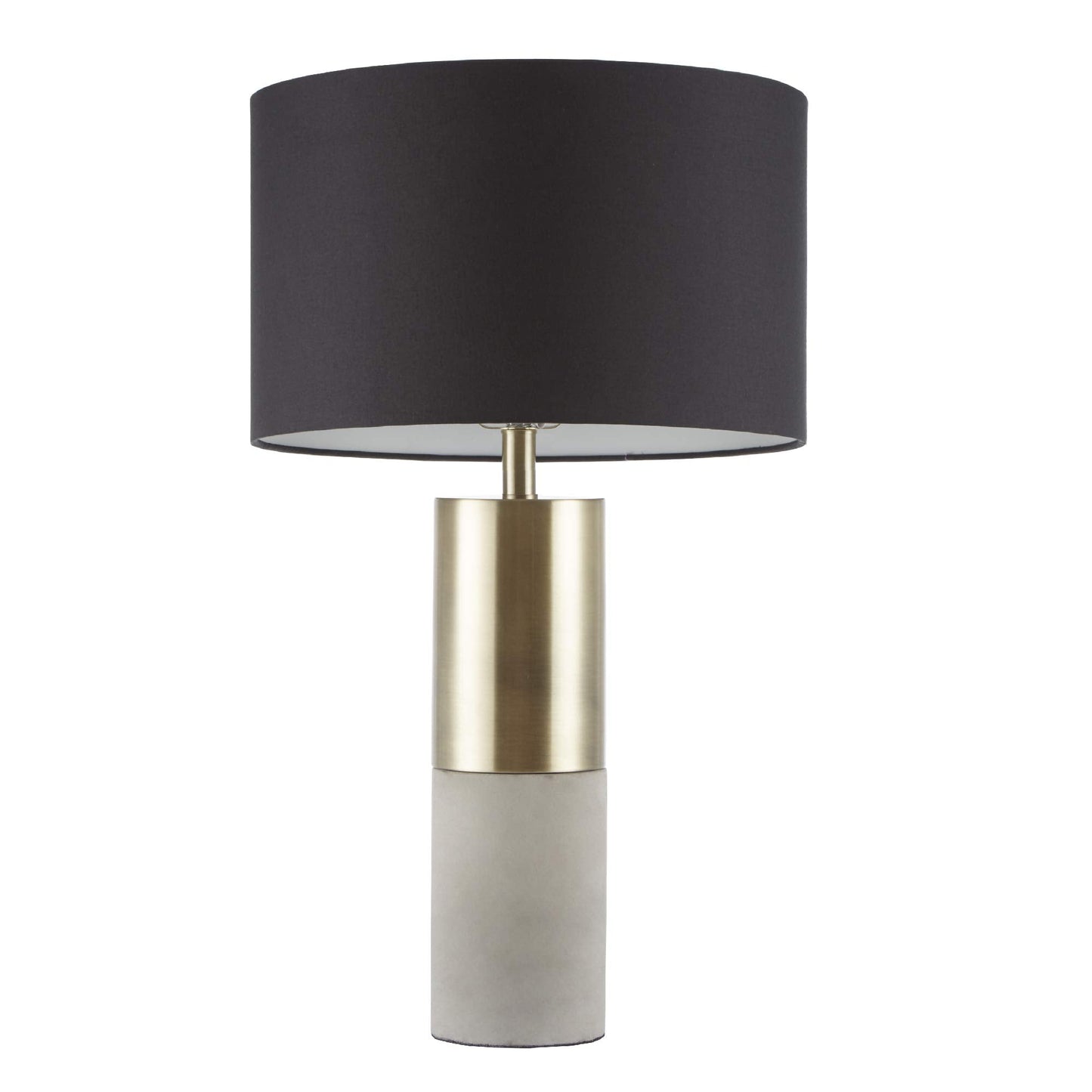 Hampton Hill Desk Lamp - Modern Luxe Gold/Black, 27.5 Tall, Fabric Drum Shade, Concrete Base, Model Mps153-0079