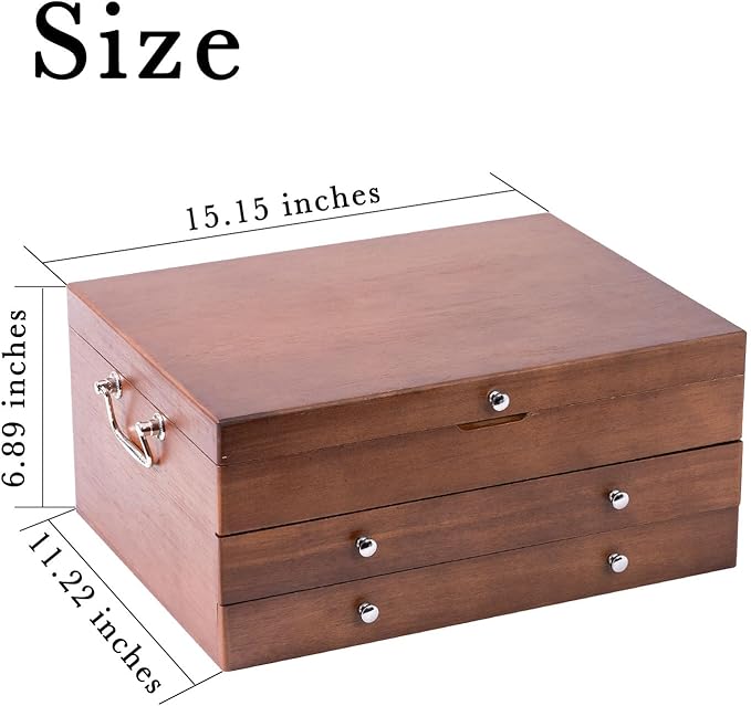 Silverware Storage Box with Lid Three-layer, Flatware Storage Case with Handle, Silverware Chest Boxes for Flatware Organizer for Silver