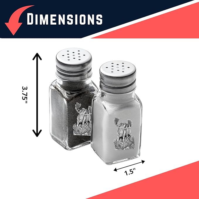 Heritage Pewter Moose Salt and Pepper Shaker Set of 2 Bottles | Expertly Crafted Pewter Glass