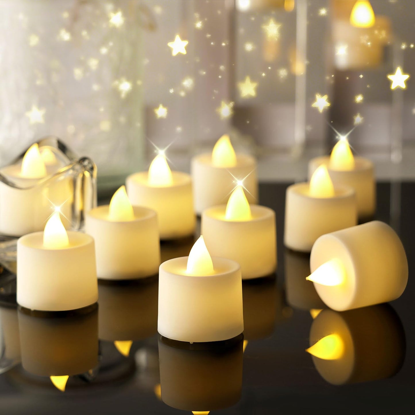 Amagic 100 Pack LED Tea lights, Flameless Votive Candles, Lasting Electric Fake Small Candles, Battery Operated Tealights Candles for Halloween, Christmas, Home Decor, Wedding, Party, Festival (Ivory)