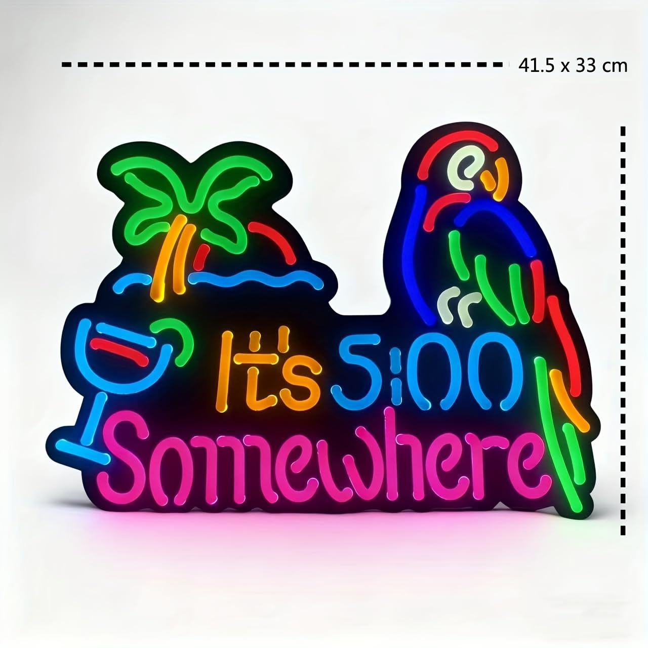 Jigsaw Puzzle 40 Pcs ItS 5:00 Five Oclock Somewhere Neon Light Sign  Man Cave Men Led Light  Home Wall Signs Gifts  Decorations  Palm Tree  Beach  Sun  Tiki Bar  Garage  Accessories  Cart  Party  Bedroom  Led Sign  Lights