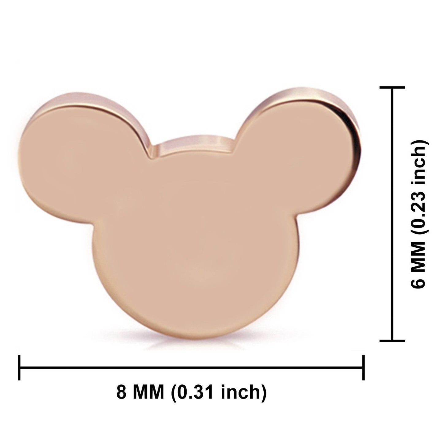 Stainless Steel Tiny Mouse Silhouette Button Stud Post Earrings (Black, Rose, Silver) 3-Color Set