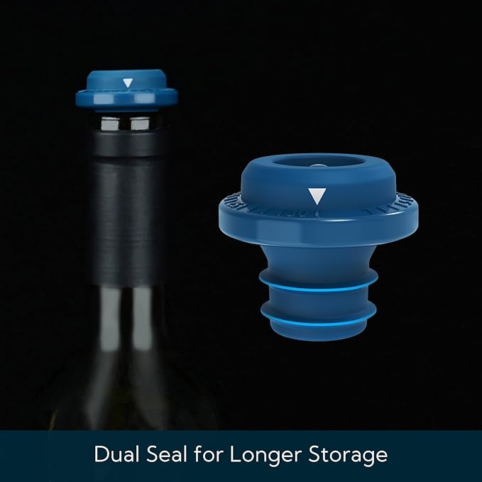 KITCHENDAO Wine Saver Vacuum Stoppers for Wine Bottles,Keep Wine Fresh for Up to a Week with Airtight Seal,Suitable for KITCHENDAO Wine Saver Pump,Set of 4 (Blue)