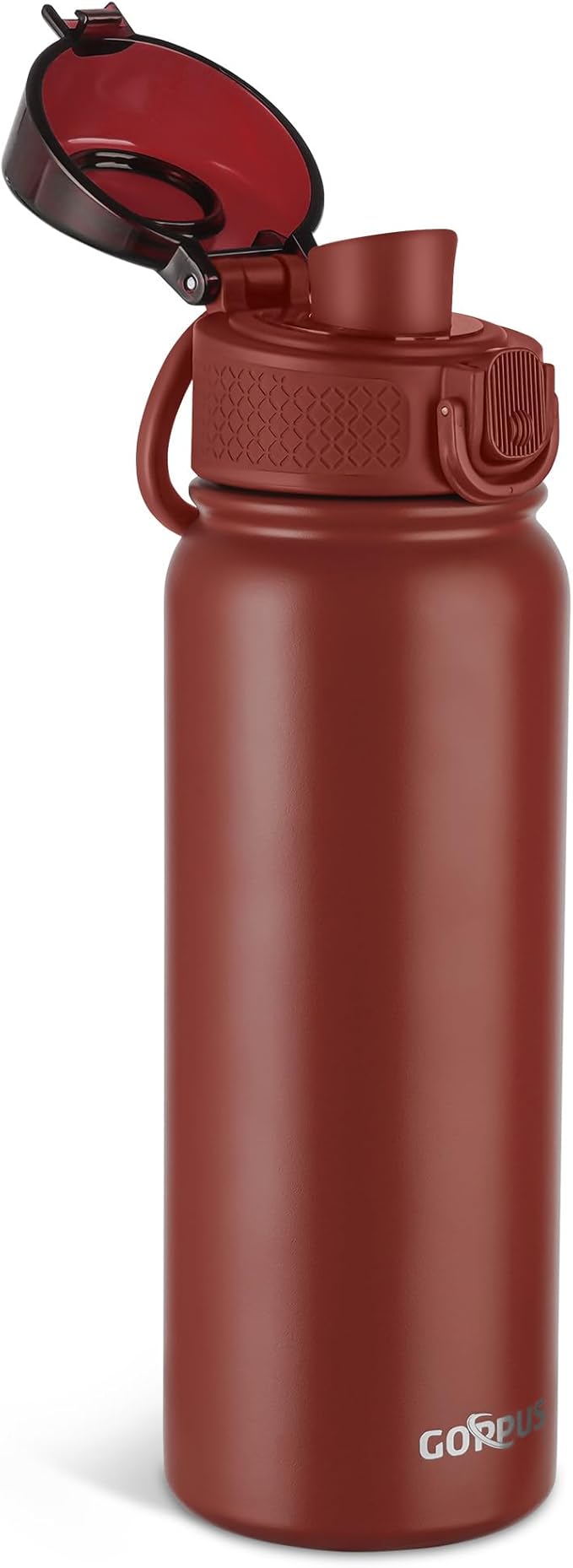 GOPPUS 20 Oz Insulated Stainless Steel Water Bottle BPA-Free Sports Water Bottle, Great for Travel, with Chug Lid - Leak & Sweat Proof with Anti-Dust Lid(red)