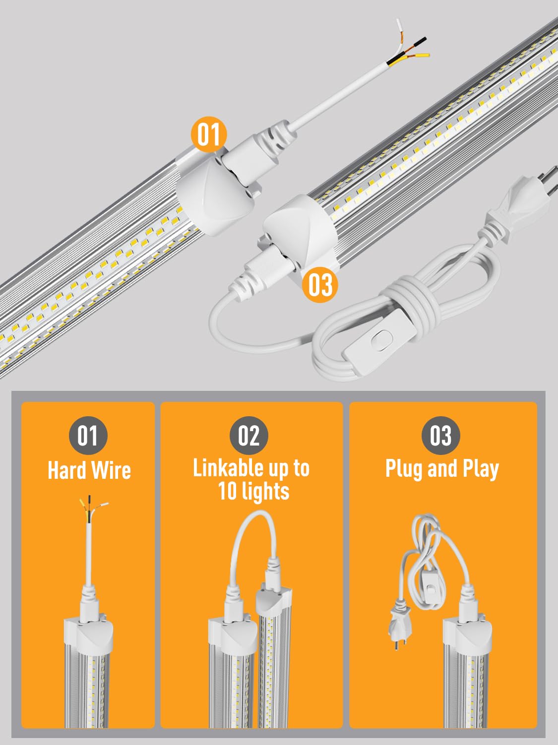 ONLYLUX LED Shop Light, 25W, 3750LM, 6000K, Linkable, Aluminum, 6 Pack