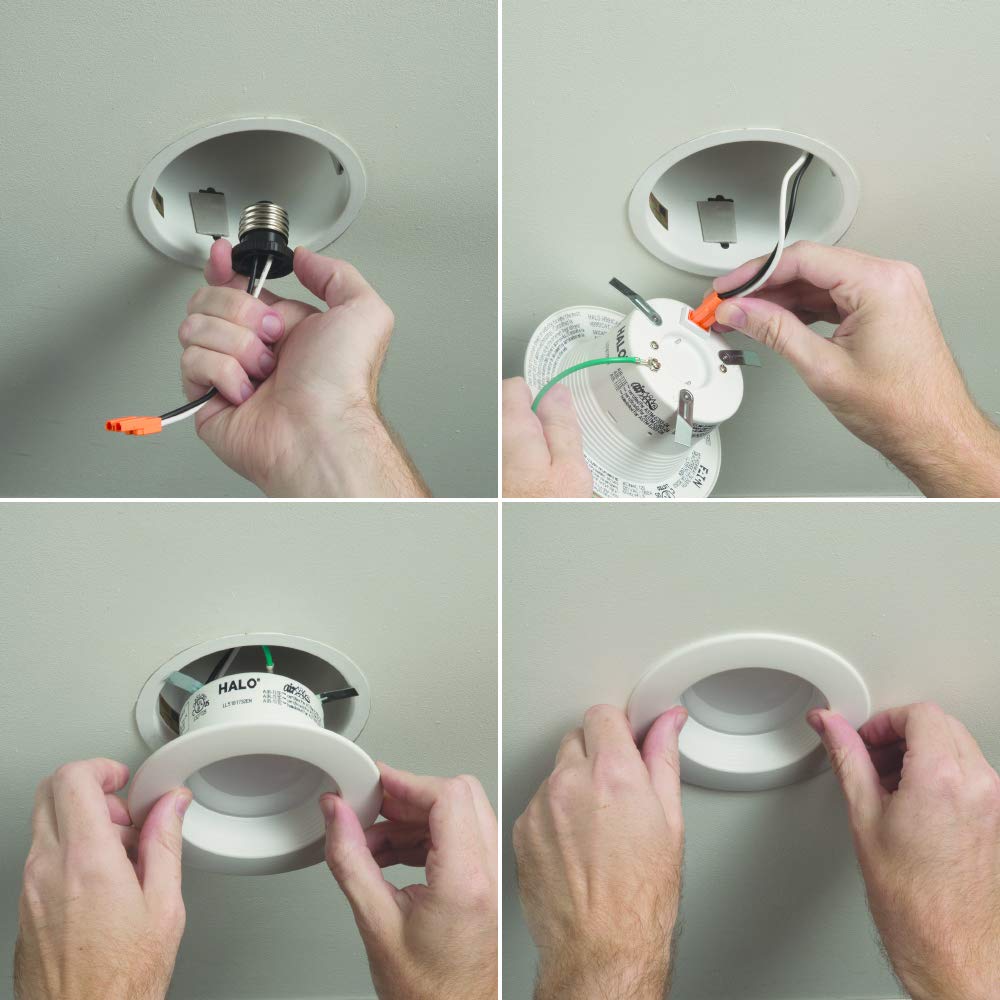 Halo Rl 4 In. White Led Recessed Ceiling Light Fixture, 3000K Soft White, Aluminum Retrofit Baffle Trim, Model Rl460Wh930