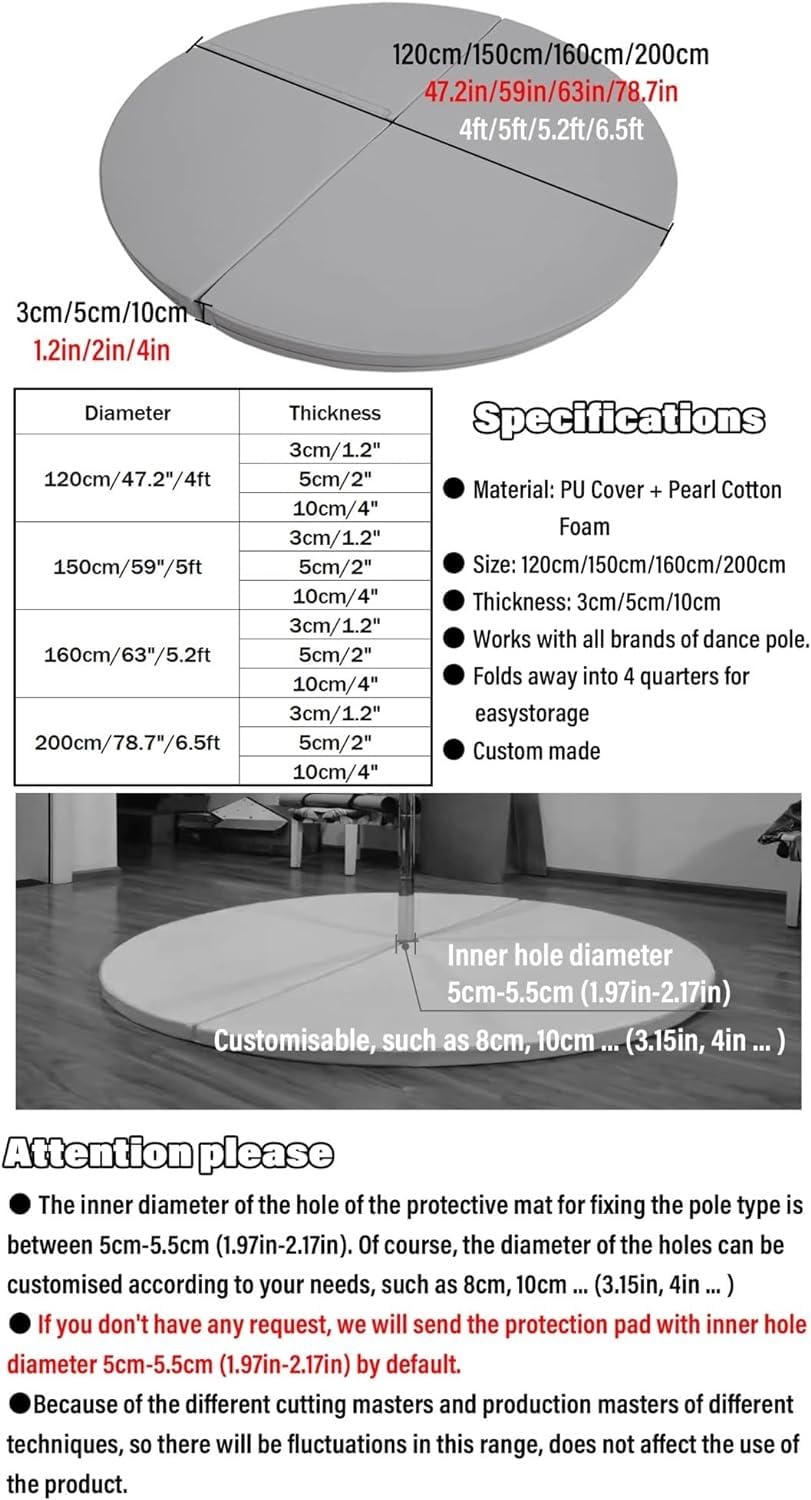 Adjustable Green Dance Pole with Safety Crash Mat, 100cm Spinning Dance Pole for Home/Studio Gymnastics, Thick 3cm Handstand Exercise Mat - Perfect for Pole Dancing and Fitness