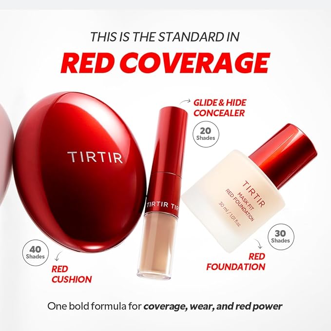 TIRTIR Mask Fit Red FoundationㅣLong Lasting Flawless Coverage, Energy Essence, Lightweight, Hydrating, Pore-Blurring, Breathable Satin Finish, Makeup, Radiant Skin, #17C Porcelain, 1.01 Fl Oz