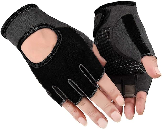 HinyBoeh Workout-Gloves for Men & Women - Fingerless Gym Gloves with Non-Slip Palm Breathable Lightweight for Weightliftin...