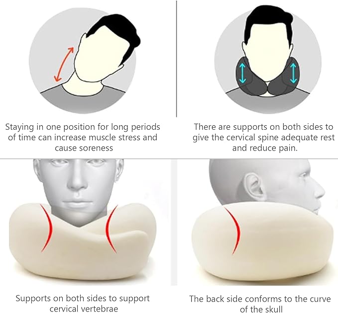 Travel Pillow, Neck Pillow, Neck Pillow for Traveling, 360° Travel Neck Pillows for Airplanes, Memory Foam Airplane Pillow, Soft Airplane Neck Pillow Stowable U-Shaped Pillow (Black)