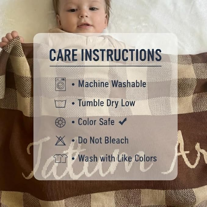 Personalized Gingham Name Blanket – 100% Cotton Baby Blanket, Gingham Band Design, Customized with Name, Boys and Girls, Bassinet and Crib, Gift for Baby, Newborn, Toddler or Kids (Bassinet)