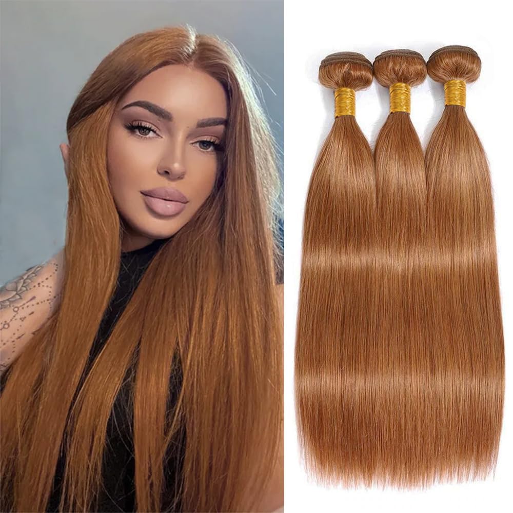 Peenoll 20 22 24 Inch Straight Wave Human Hair Bundles Chocolate Brown Color 30 Weave Bundles Human Hair 12A Unprocessed Brazili
