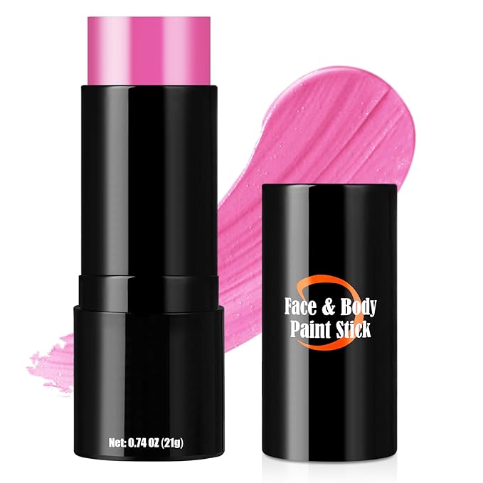Pink Halloween Face Body Paint Stick, Cream Blendable Halloween Face Body Makeup Paint, Non-Toxic Oil Based Stick for SFX Special Effects Cosplay Makeup