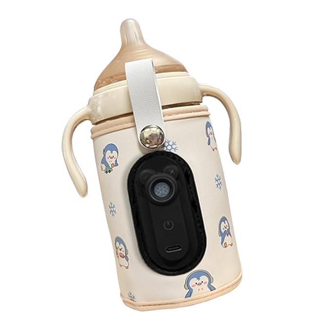 Portable USB Baby Bottle Warmer with LCD Display Adjustable Temperature Baby Bottle Warmer Device for Travel & Home Use