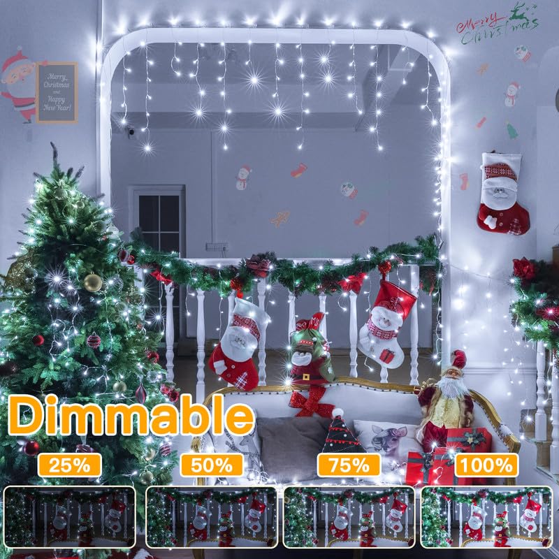 Ollny Icicle Lights 396Led, Cool White, Waterproof, Remote Control, 32Ft, Model Hg-29V397Bc, Perfect For Indoor/Outdoor Holiday Decor