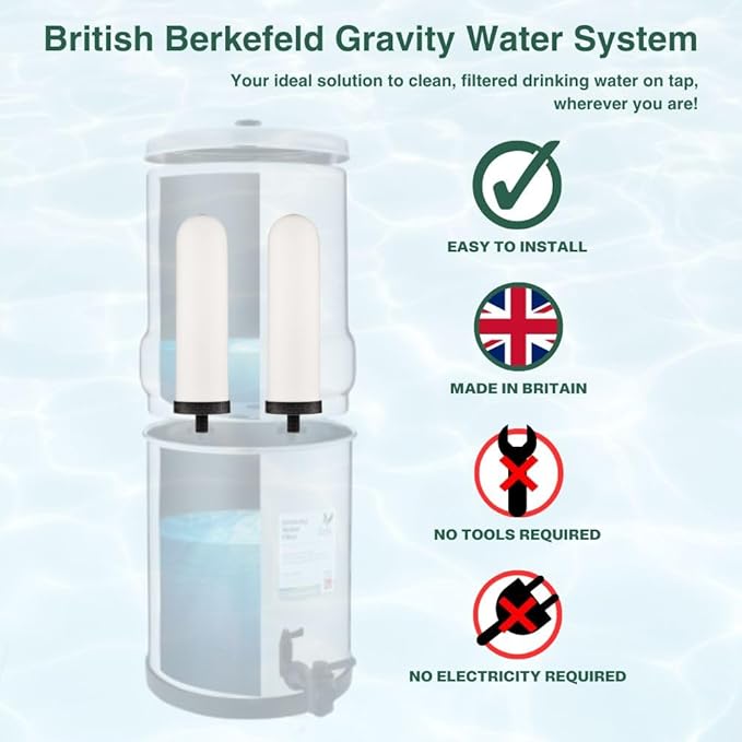 British Berkefeld Doulton ¦ W9121226 ¦ 7" Ultra Sterasyl ¦ Authentic Gravity Drinking Water Ceramic Replacement Candle Element Filter ¦ 8674 ¦ White ¦ Removes Heavy Metals (2 pack)